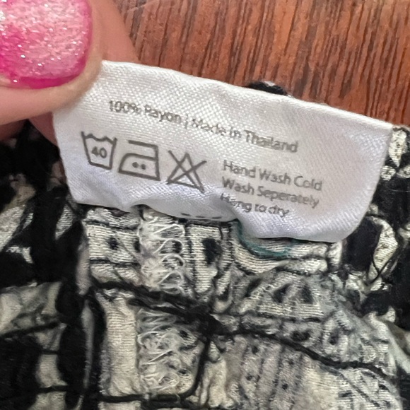 Boho Elephant Print Black and White Pants - Picture 3 of 5